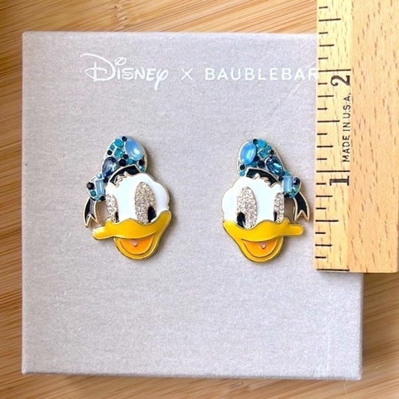 Brand New Disney x BaubleBar Donald Duck Sparkly Blue Hat Post Earrings - Picture 14 of 16